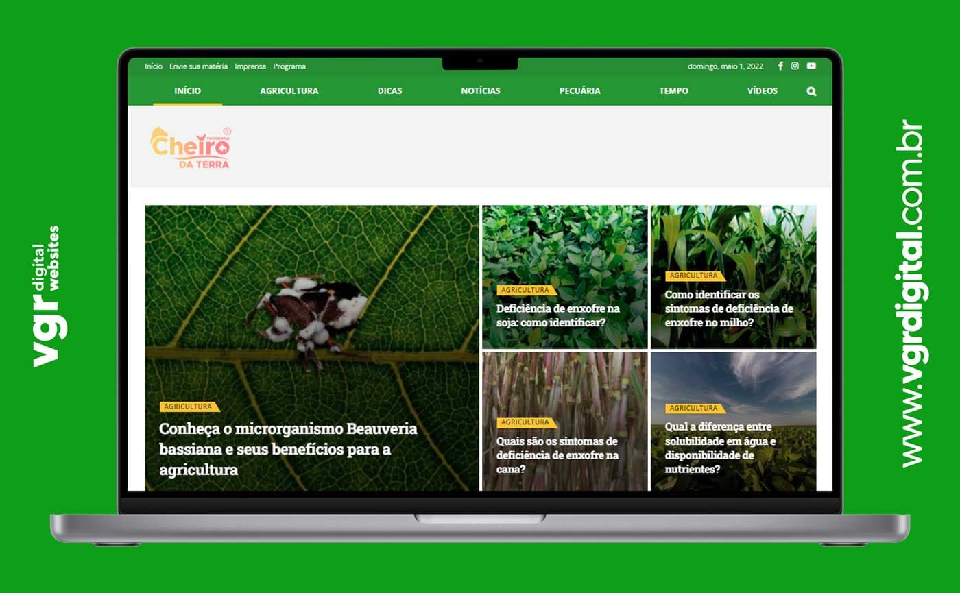 Site do projeto Cheiro da Terra criado pela VGR Digital