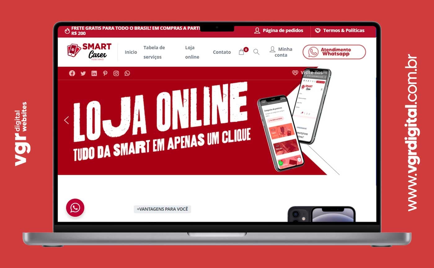 Site do projeto SmartCases criado pela VGR Digital