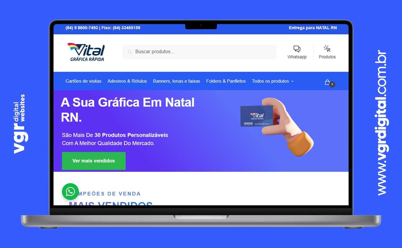 Site do projeto Vital Gráfica criado pela VGR Digital