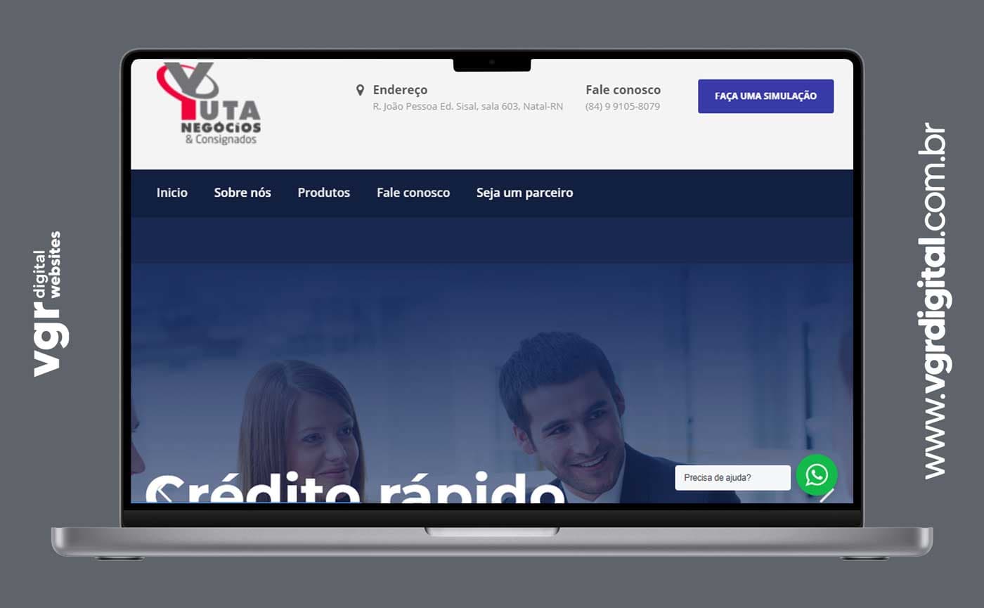 Site do projeto Yuta criado pela VGR Digital